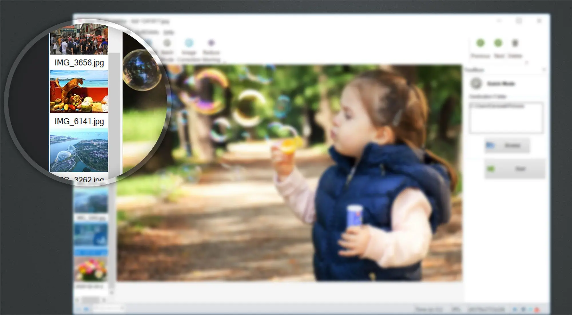 SoftOrbits Easy Photo Unblur: Добавление файлов и навигация по серии
