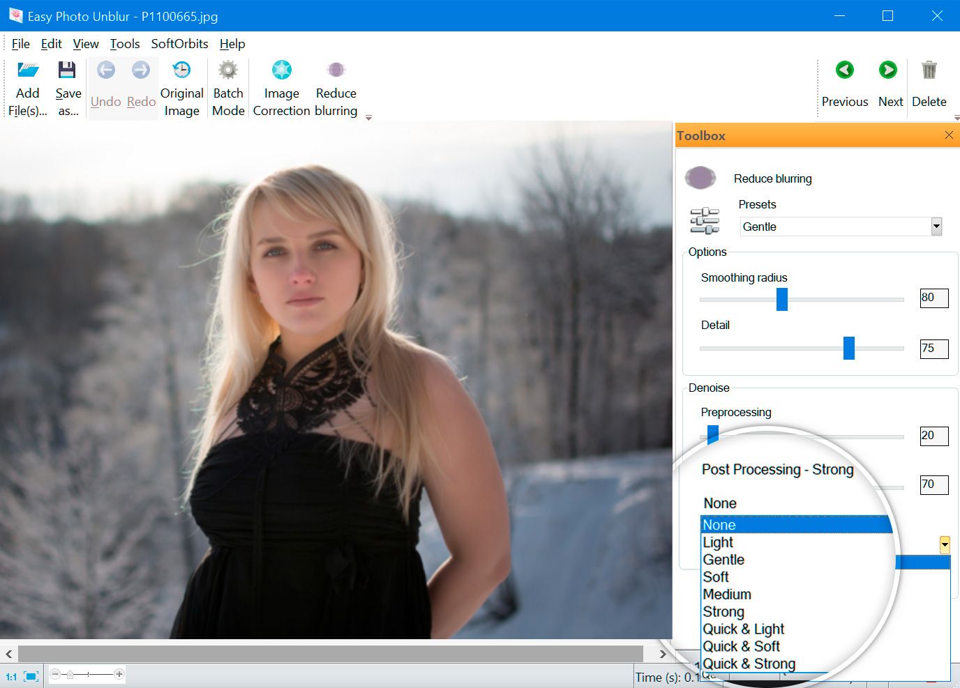 SoftOrbits Easy Photo Unblur: Сохранение и поддерживаемые форматы