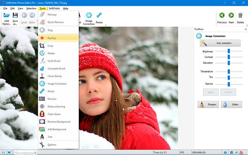 Инструменты Image Correction в SoftOrbits Photo Editor