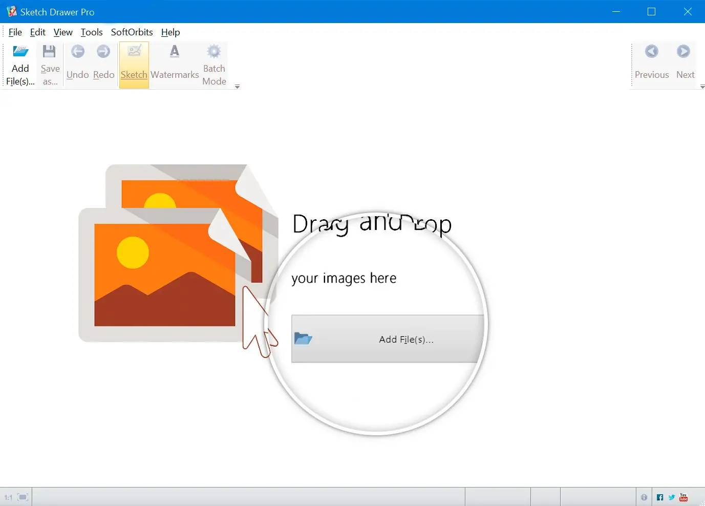 Область Drag and Drop и команда Add File в Sketch Drawer