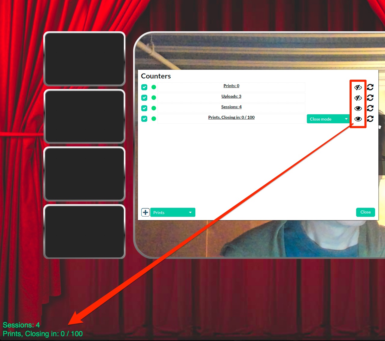 Счётчики Sparkbooth и их отображение поверх рабочего экрана