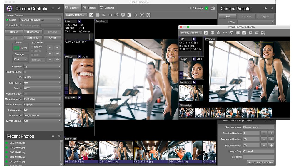 Интерфейс Tether Tools Smart Shooter: MyWorkspace и размещение окон