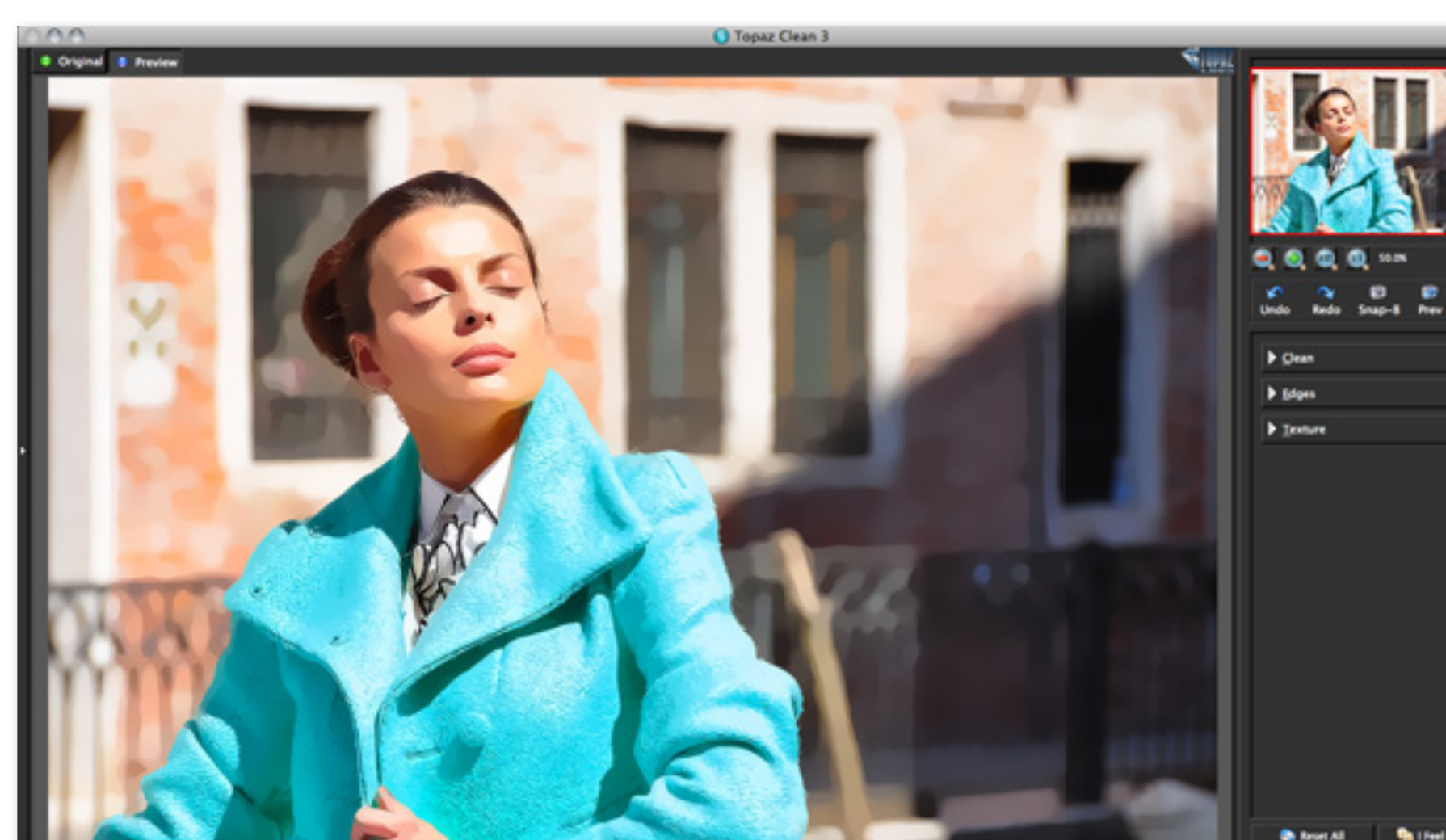 Topaz Clean с открытой панелью инструментов