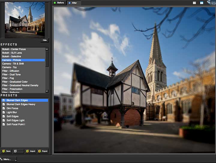 Пресеты Pinhole в Topaz Lens Effects