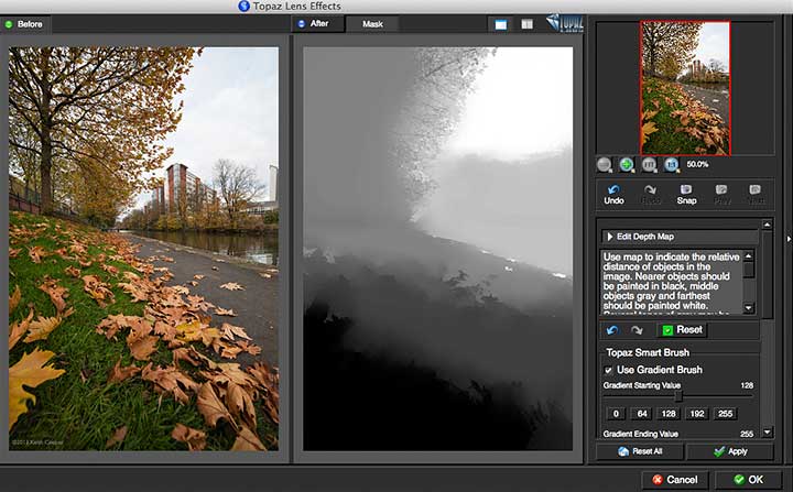 Создание карты глубины в Topaz Lens Effects