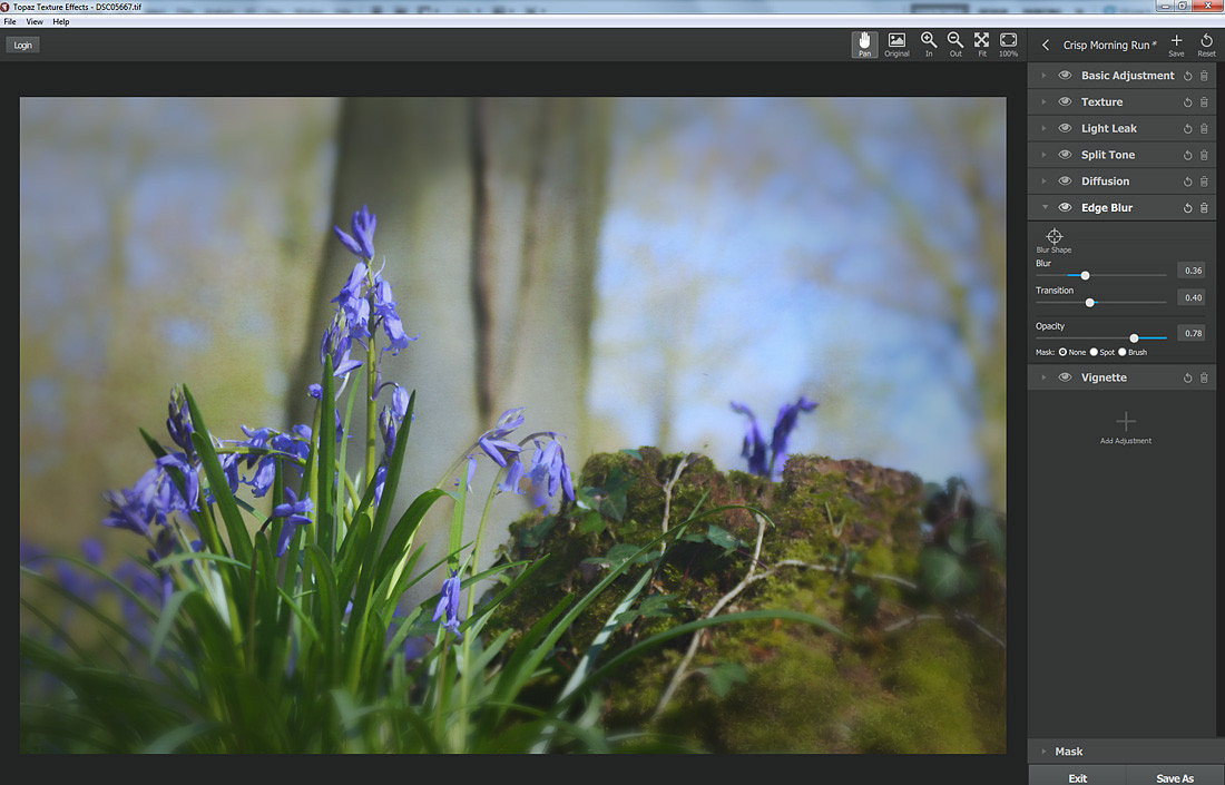 Интерактивная область Edge Blur в Topaz Texture Effects