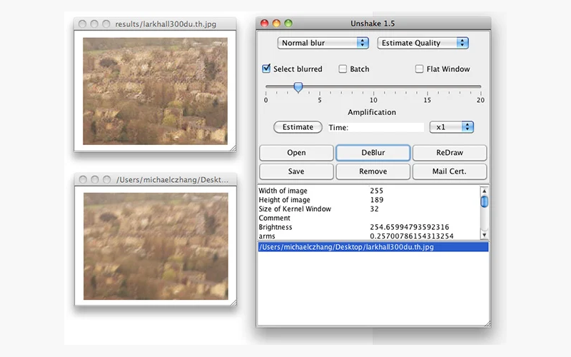 Unshake на macOS: исходник, результат и панель управления