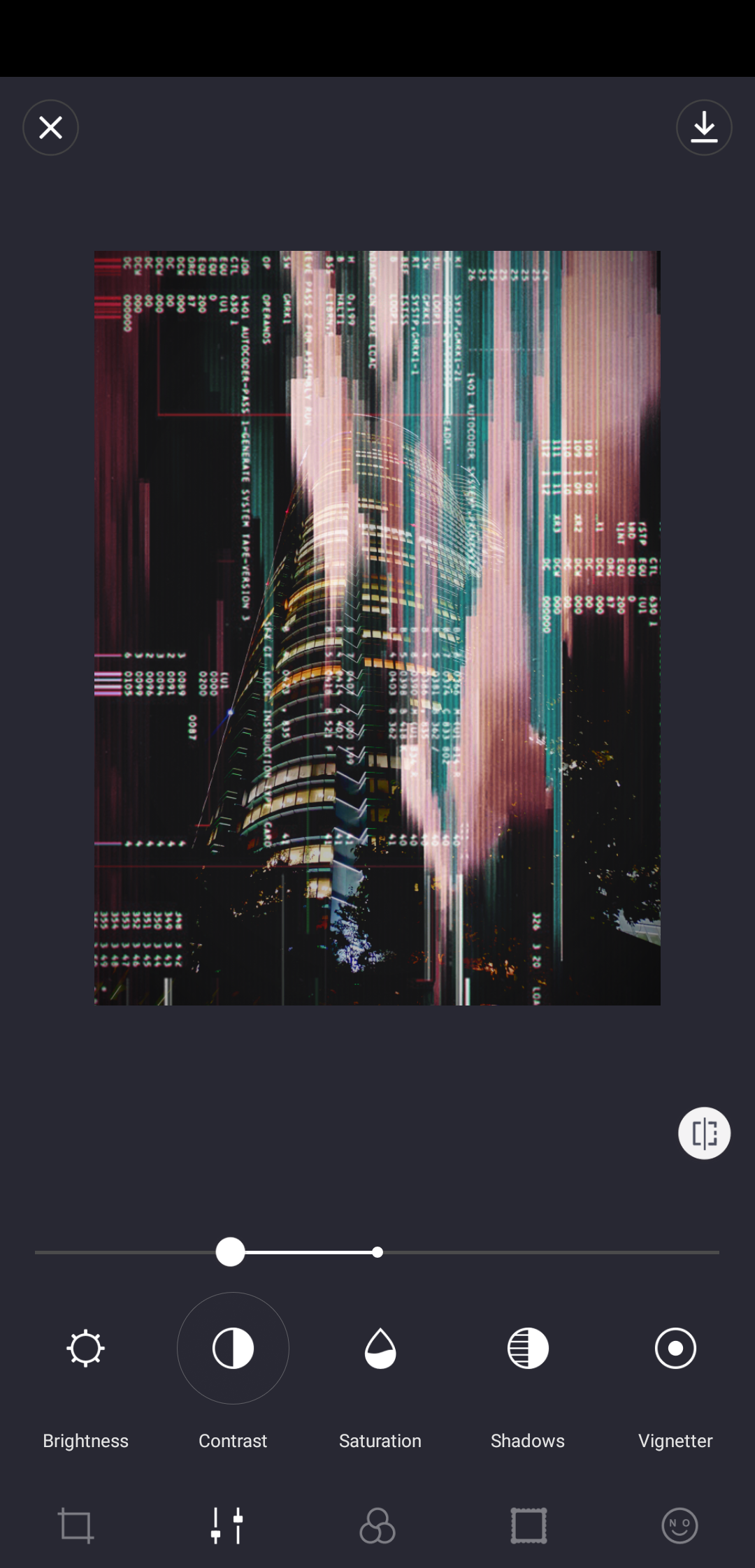 VaporCam: регулировка контраста ползунком