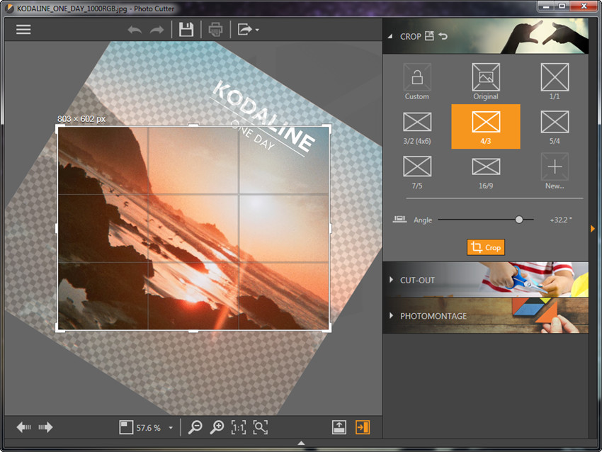 Настройка угла в Wondershare Fotophire Photo Cutter