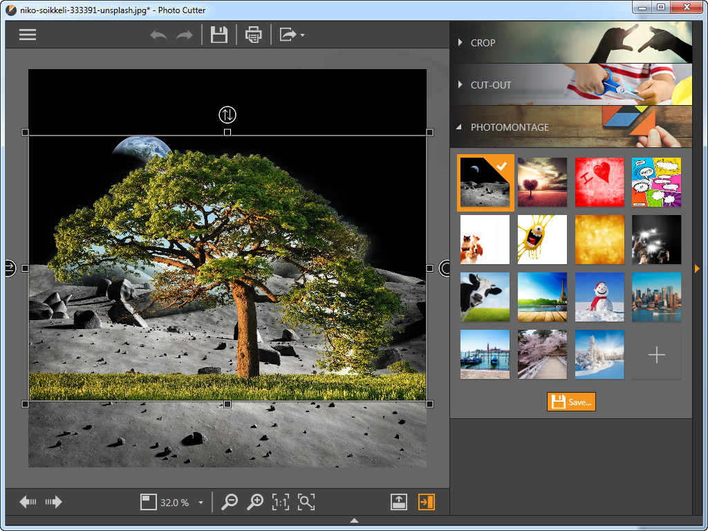 Готовые фоны Photomontage в Wondershare Fotophire