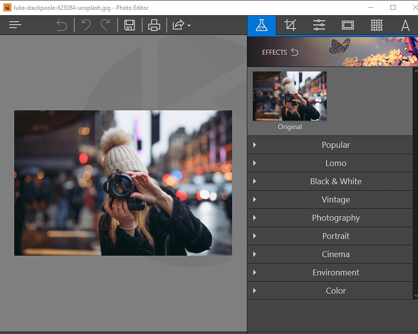 Готовые эффекты в Wondershare Fotophire Photo Editor