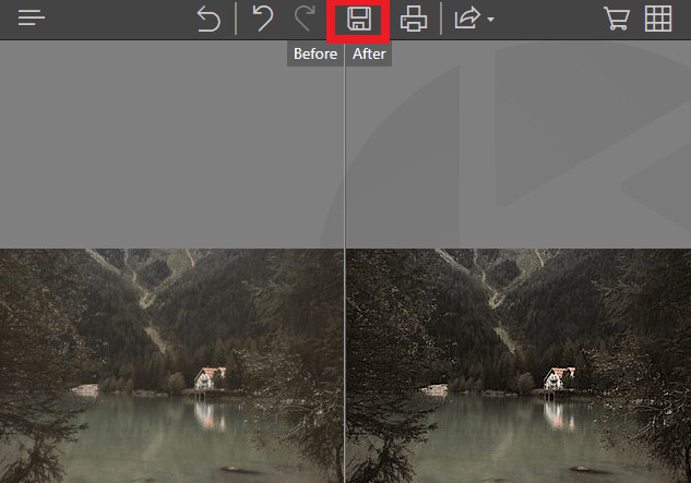 Сравнение Before и After и кнопка сохранения
