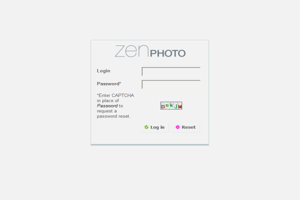 Форма входа в административную часть Zenphoto