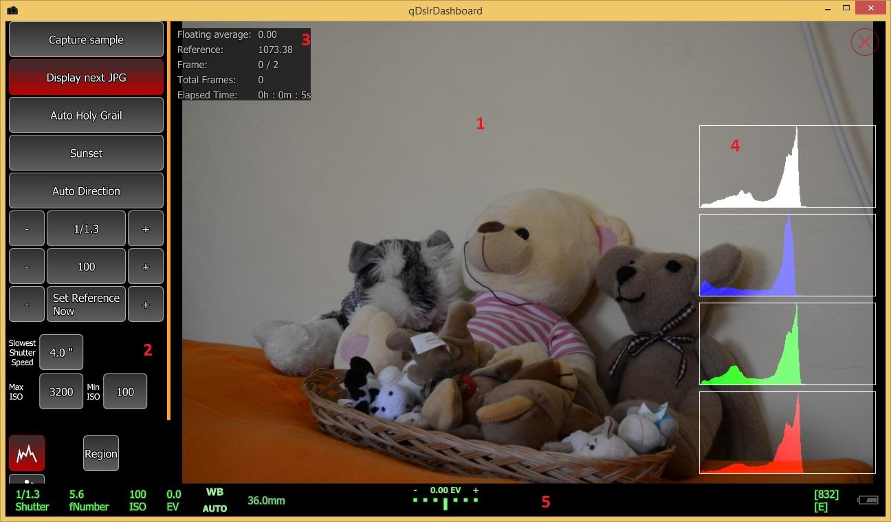 Экран LRTimelapse в qDslrDashboard с гистограммами и управлением изменением экспозиции