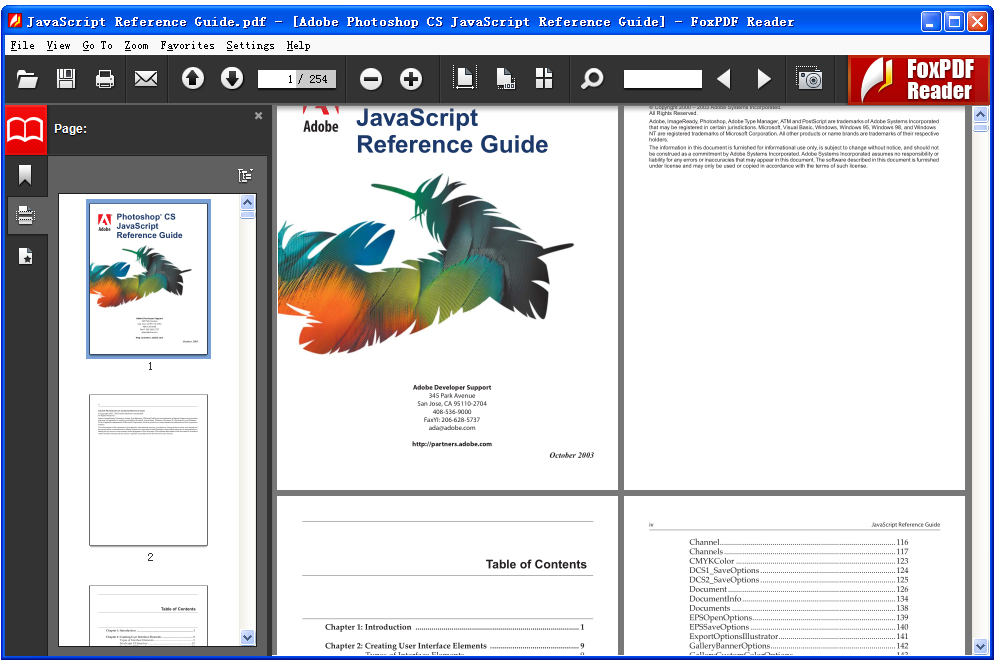 Миниатюры страниц и многополосный просмотр в FoxPDF Reader