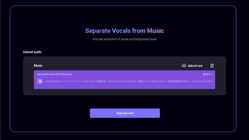 Интерфейс Media.io AI Noise Reducer