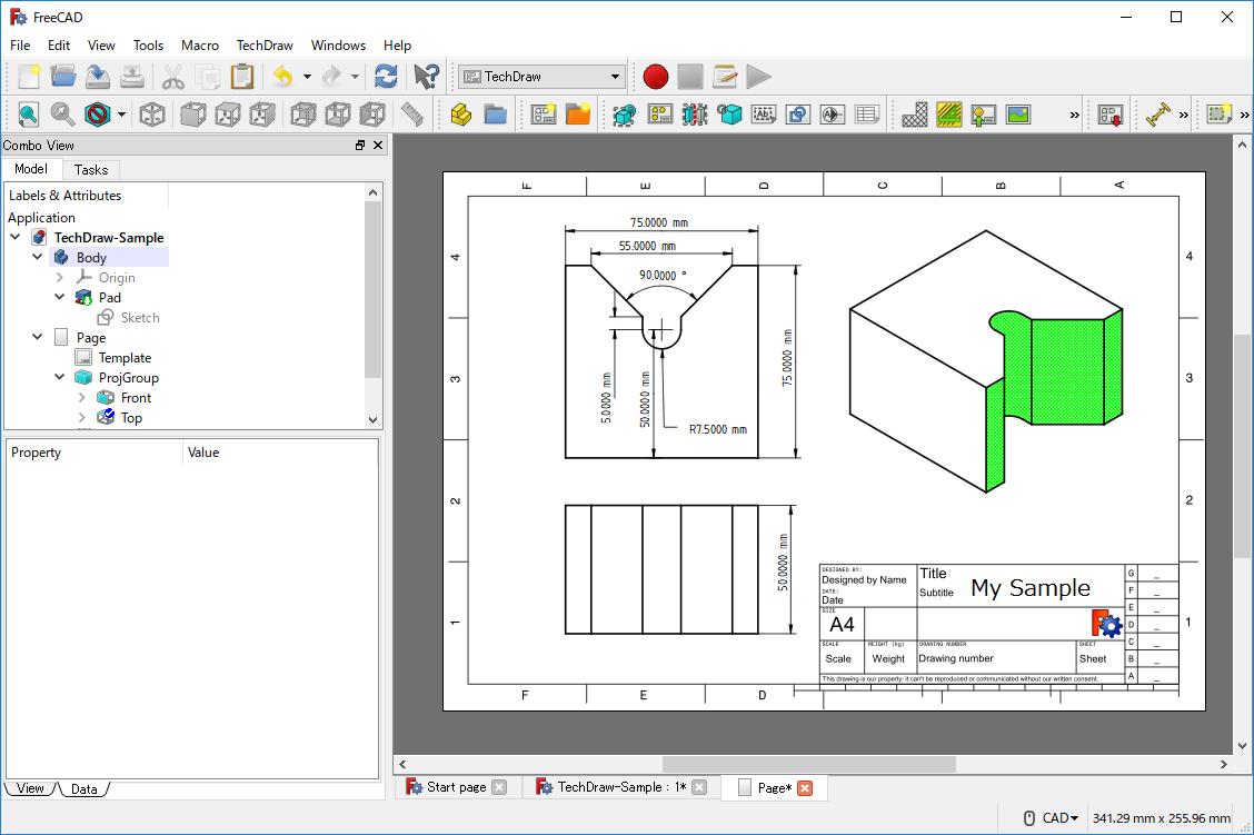 Чертеж в FreeCAD TechDraw