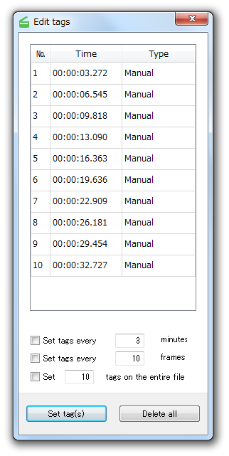 Окно Edit tags в Free Video Dub