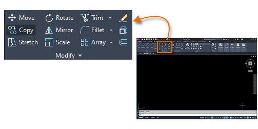 Панель Modify в AutoCAD