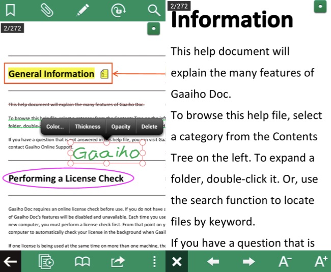 Gaaiho PDF Reader на Android: просмотр PDF