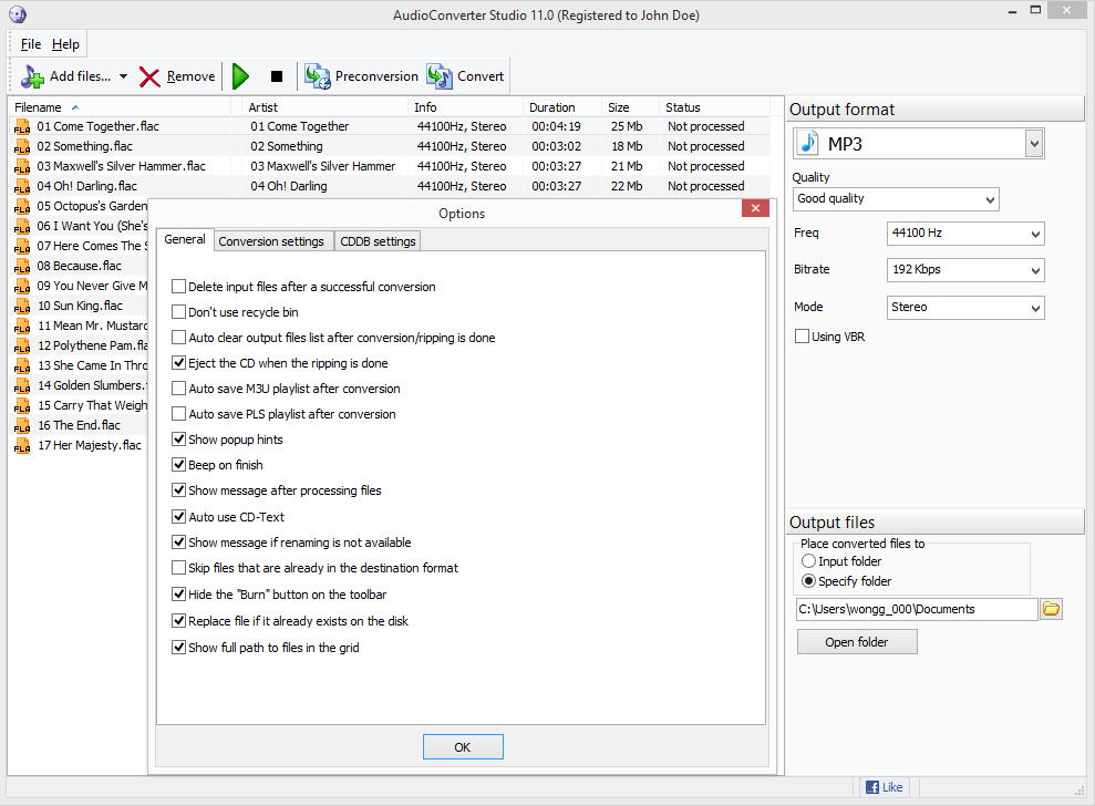 Окно File → Options в Audio Converter Studio