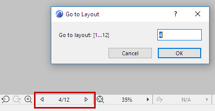 Команда Go to Layout в Archicad