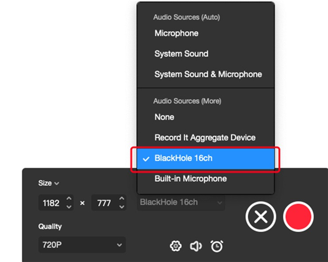 BlackHole: выбор устройства BlackHole 16ch