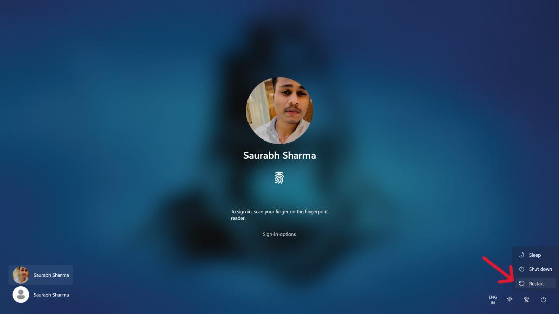 Сброс с экрана входа в систему