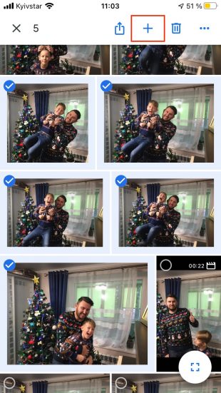 Google Фото на смартфоне: выбор снимков
