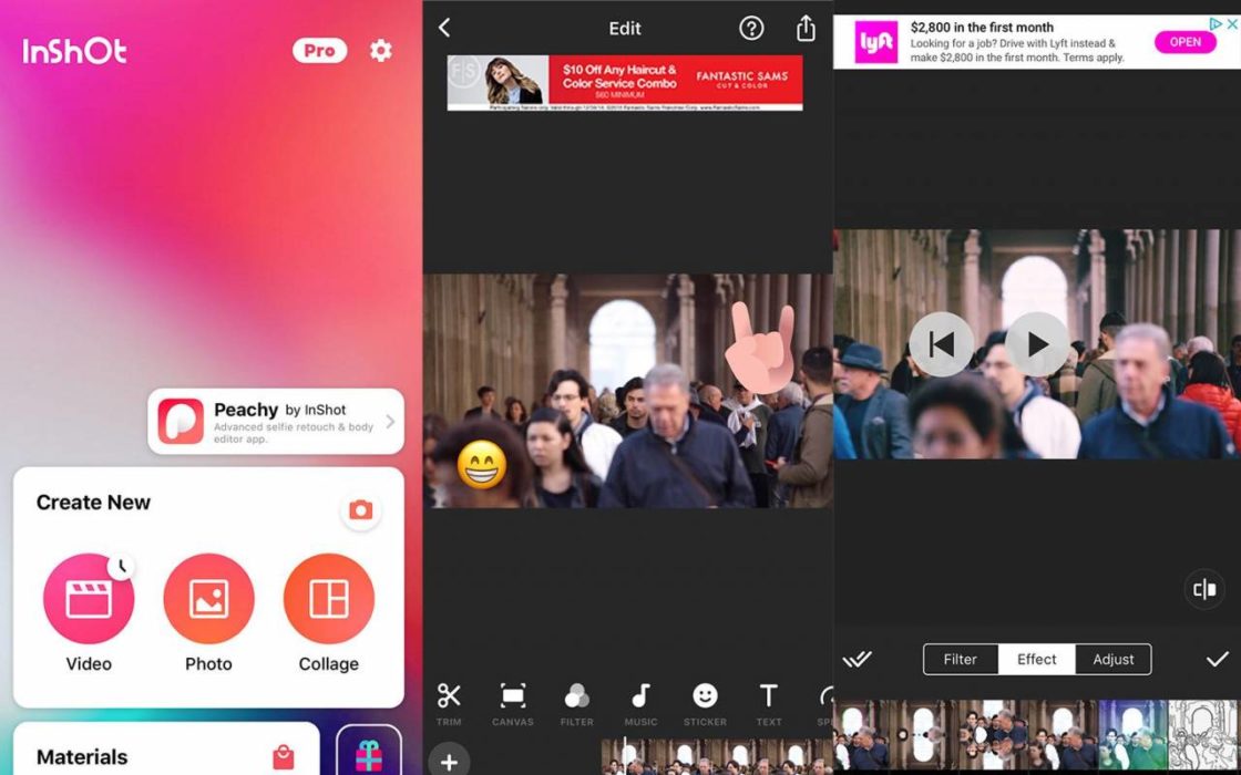 Интерфейс InShot