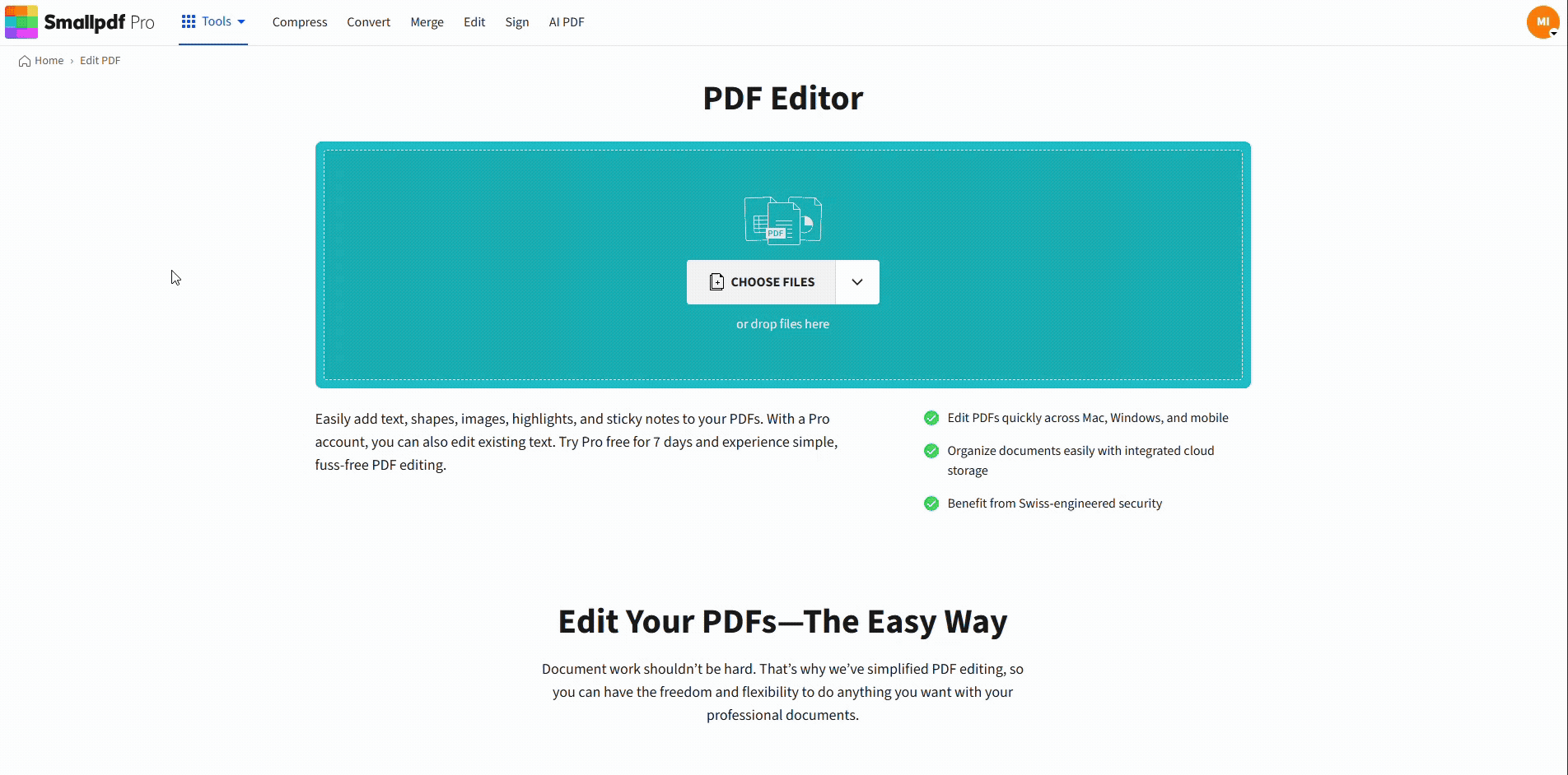 Добавление изображения в PDF в Smallpdf