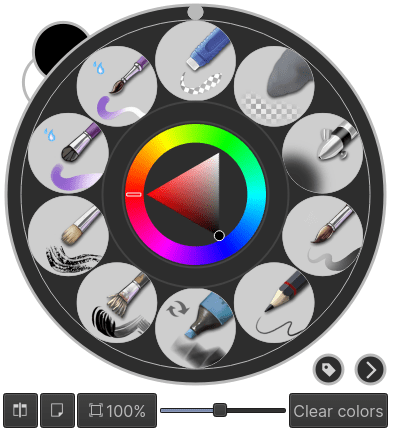 Круговая Pop-up Palette в Krita для быстрого выбора кистей и цвета