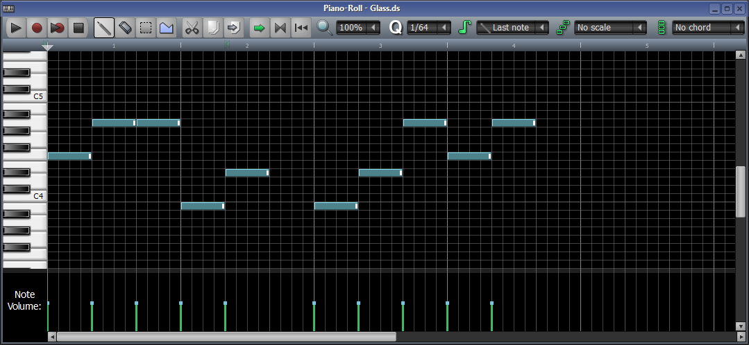 Редактор Piano Roll в LMMS
