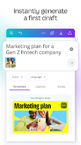 Canva: генерация черновика макета в мобильном интерфейсе