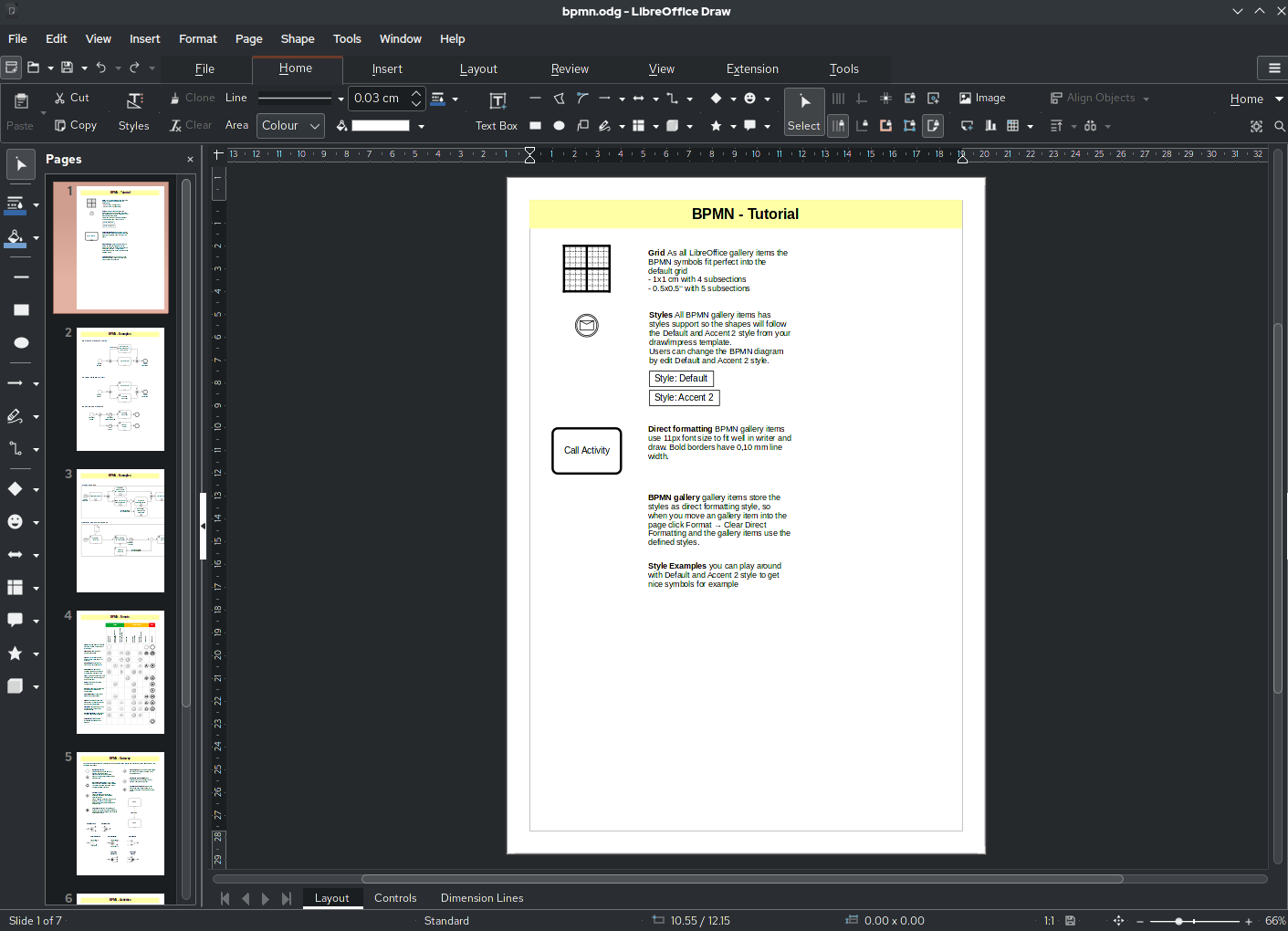 Интерфейс LibreOffice Draw