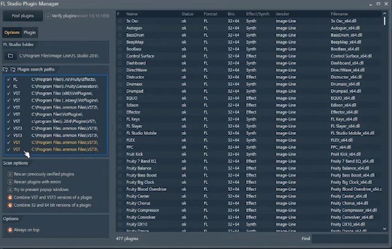 Plugin Manager в FL Studio