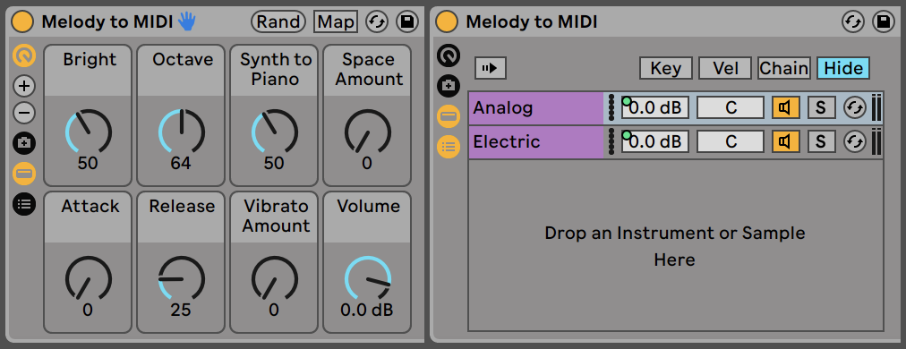 Ableton Live создаёт MIDI-дорожку из аудиоклипа
