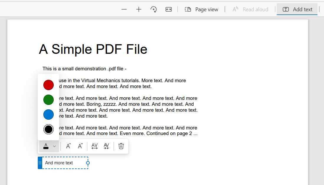 Добавление текста в PDF через Microsoft Edge