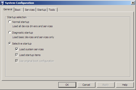Конфигурация системы в Windows 7
