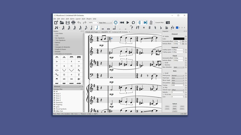 Интерфейс MuseScore Studio