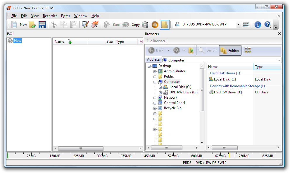 Интерфейс Nero Burning ROM