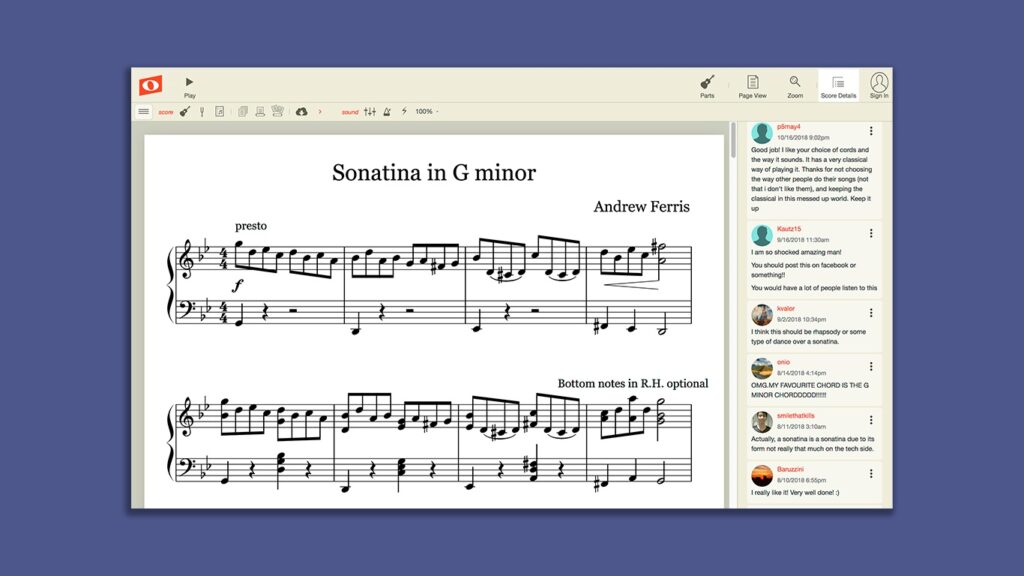 Интерфейс Noteflight