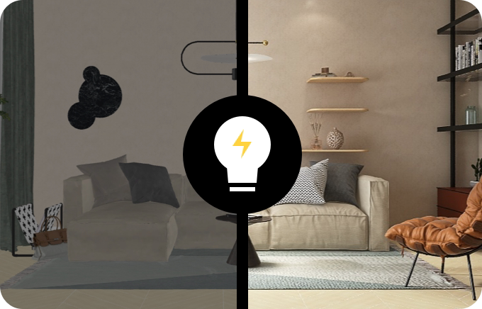 Пример настройки света и визуального качества в Homestyler