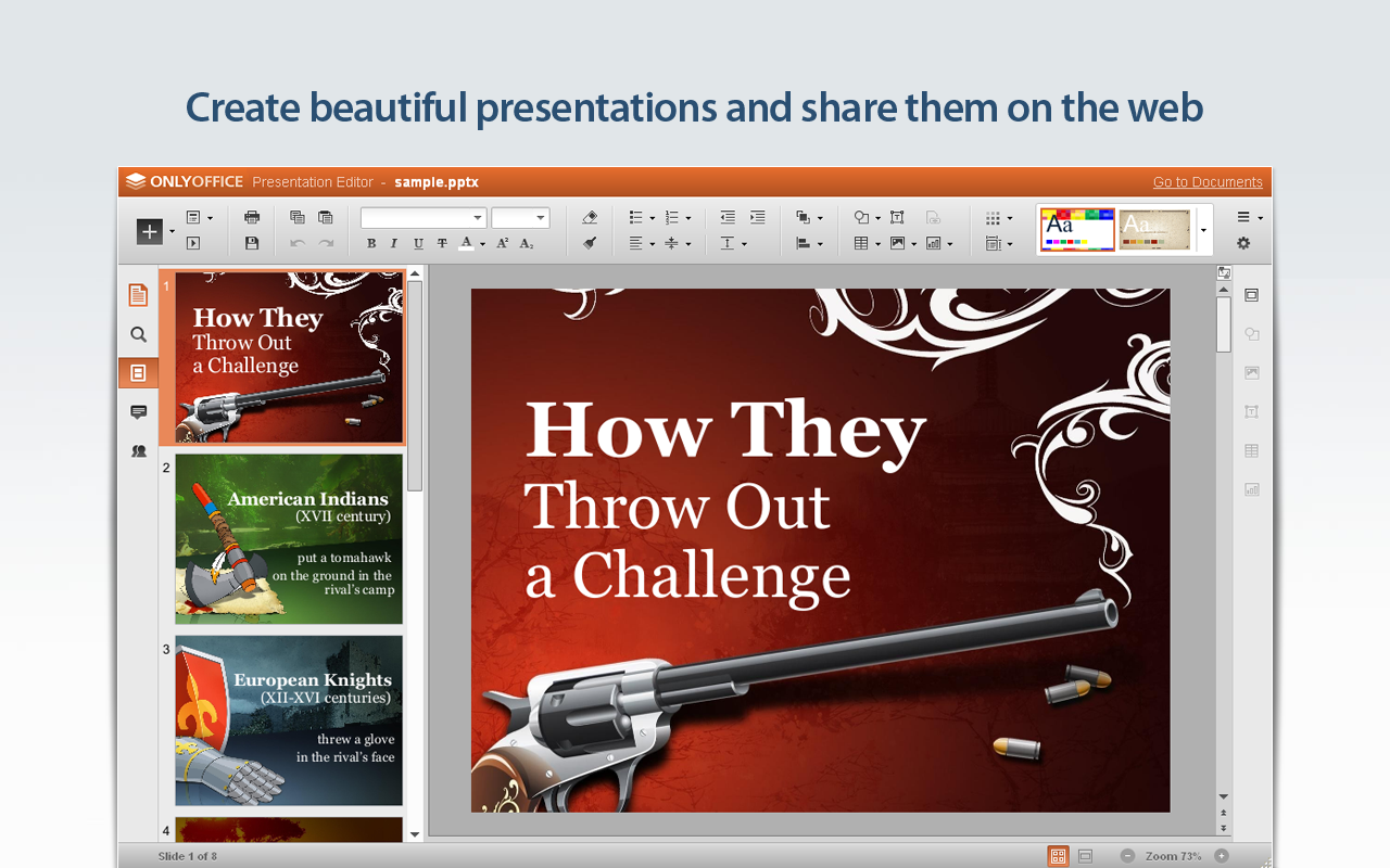 Интерфейс ONLYOFFICE Presentation Editor