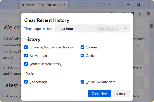 Удаление кэша в Firefox