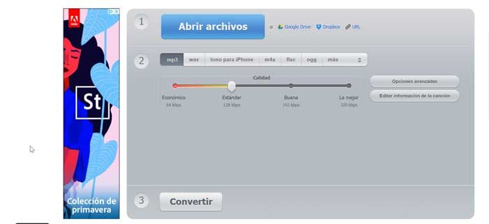 Главное окно Online Audio Converter