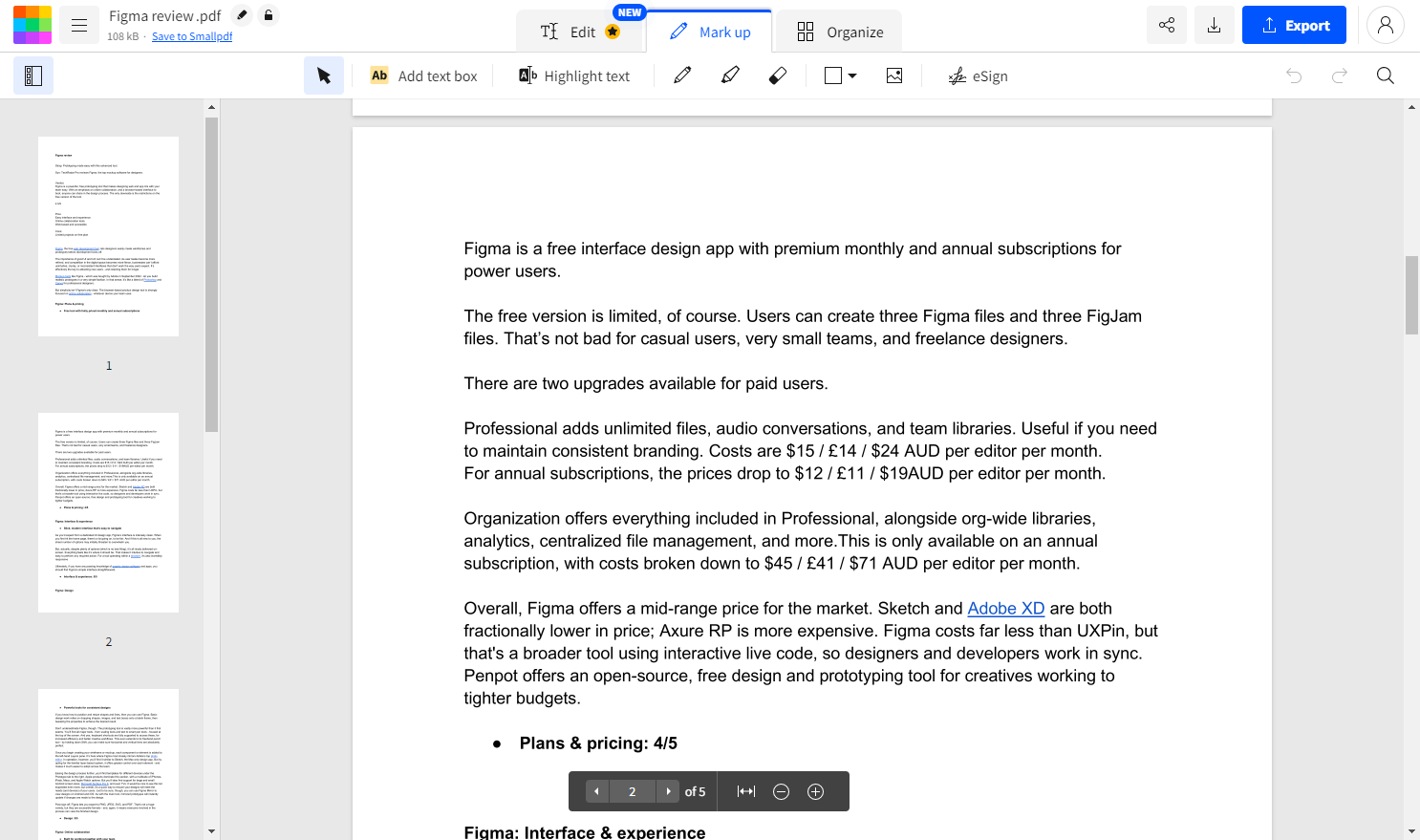 Интерфейс Smallpdf