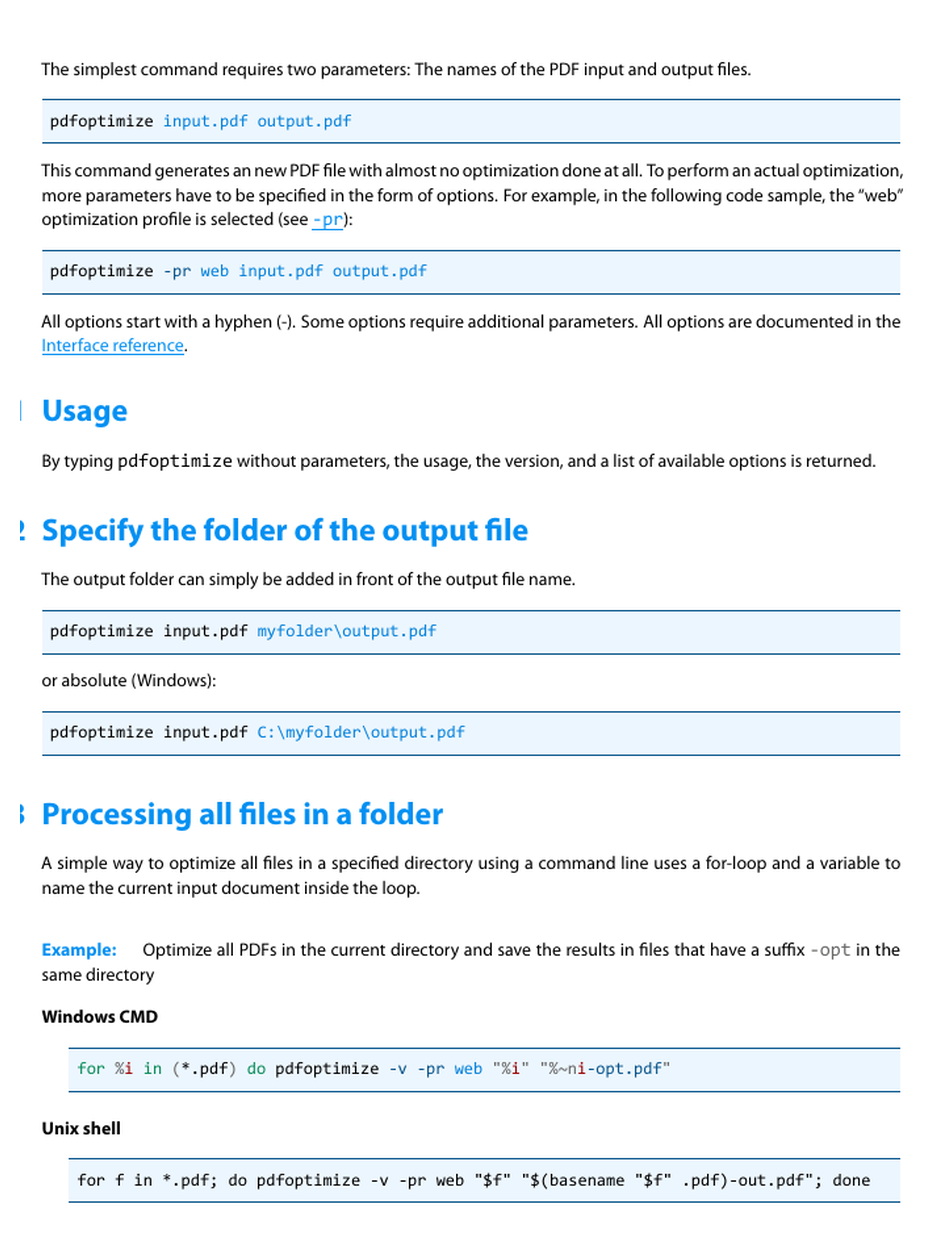 Примеры базовой команды и пакетной обработки PDF