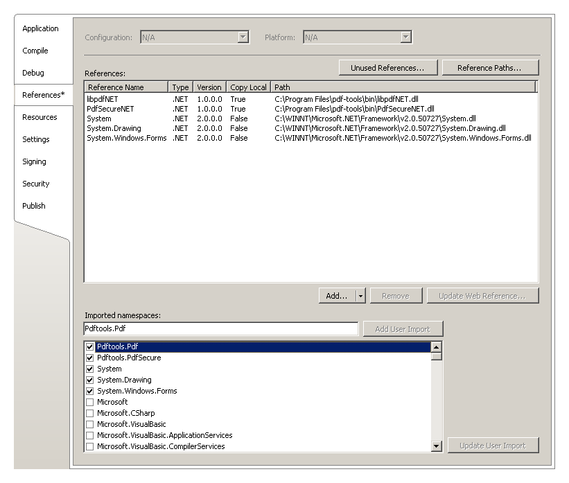 Подключение сборок 3-Heights PDF Security в проекте .NET