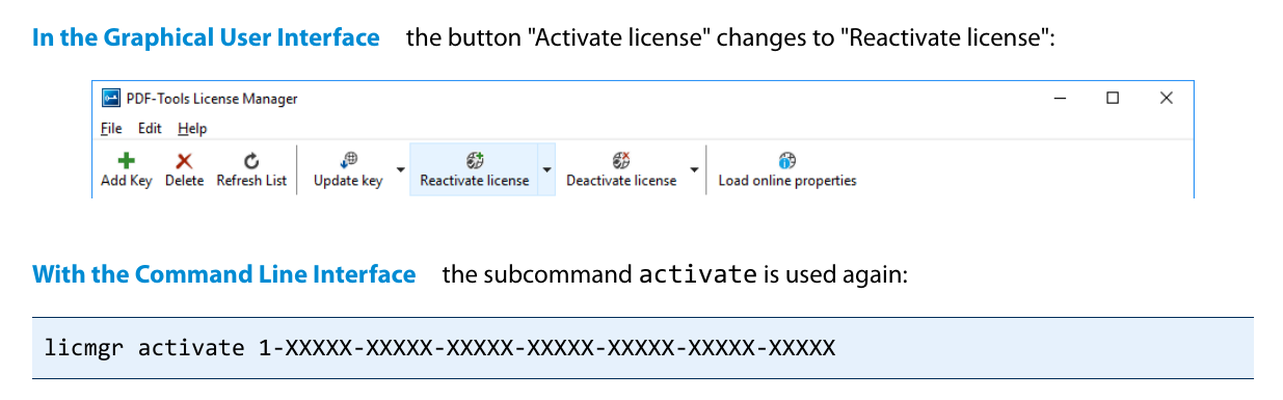 Повторная активация лицензии в PDF-Tools License Manager